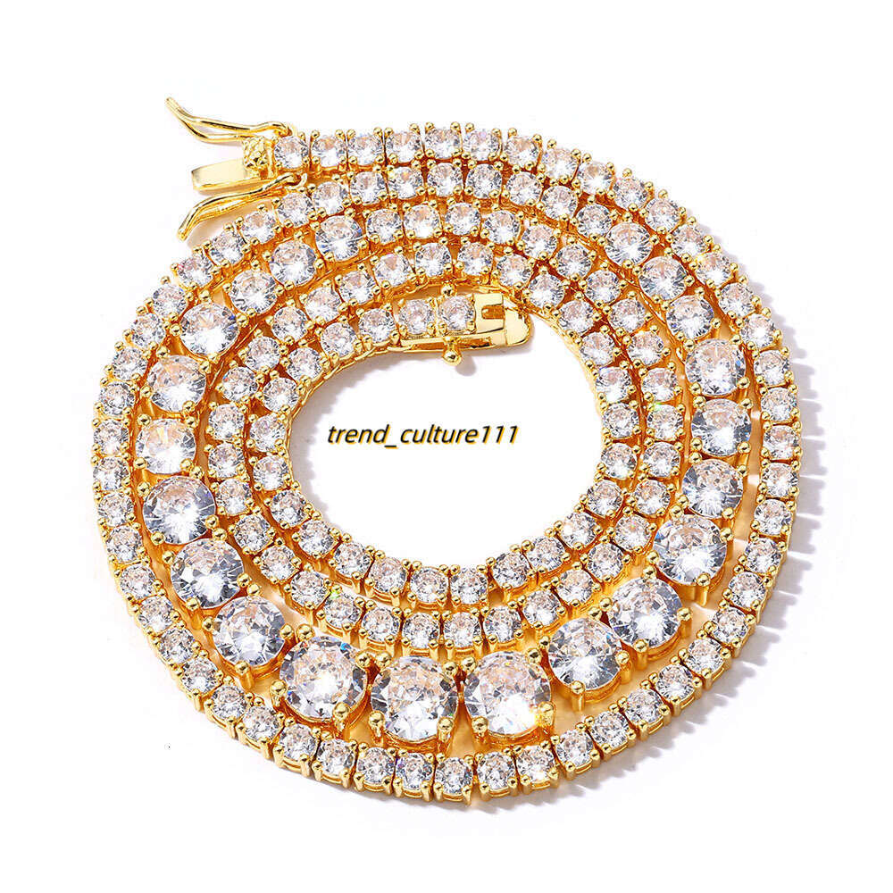 2023 New Gradient Size Tennis Chain Hip Hop Jewelry Trendy Brand Male Female Hiphop Copper Set Moissanite Necklace