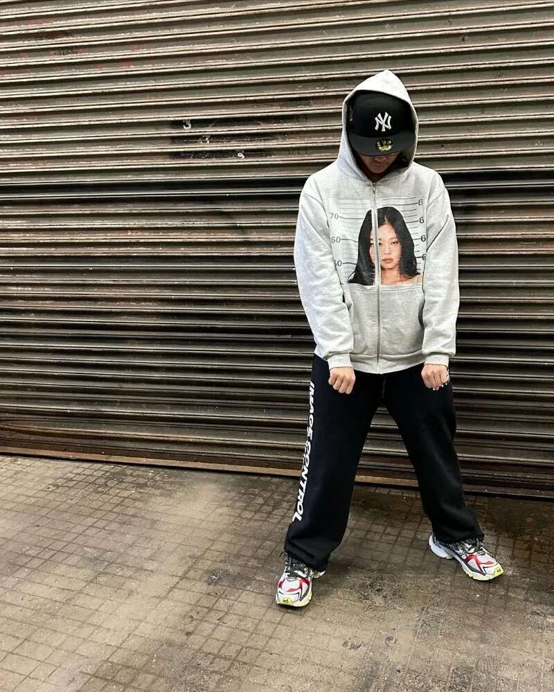 Retro Style Pattern Hoodie Y2k Streetwear Fashion Printing Spring Autumn Men Women Loose Casual Sweatshirt with Zipper