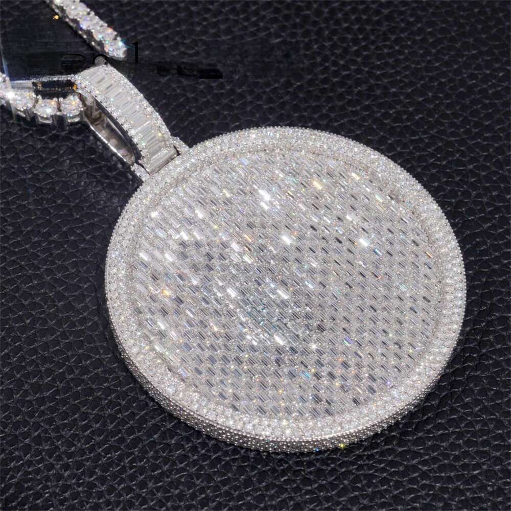 Sterg Sier Round Ladder VVS Moissanite Fashion Pendant Hip Hop Style With Certificate