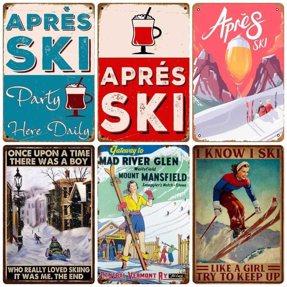 Vintage Ski Patrol Metal Poster Retro Apres Skiing Tin Sign Outdoor Winter Sports Ski Team Printing Decoration Plates WY262M251114