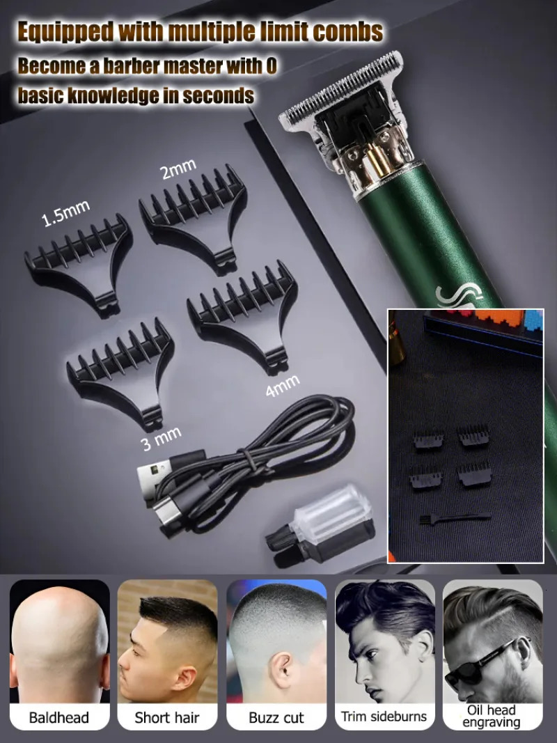 Electric Clipper Multifunctional Haircut Carving Bald Shaving Trimming Beard Shaping Hair Cutting Rechargeable 251111 C260312