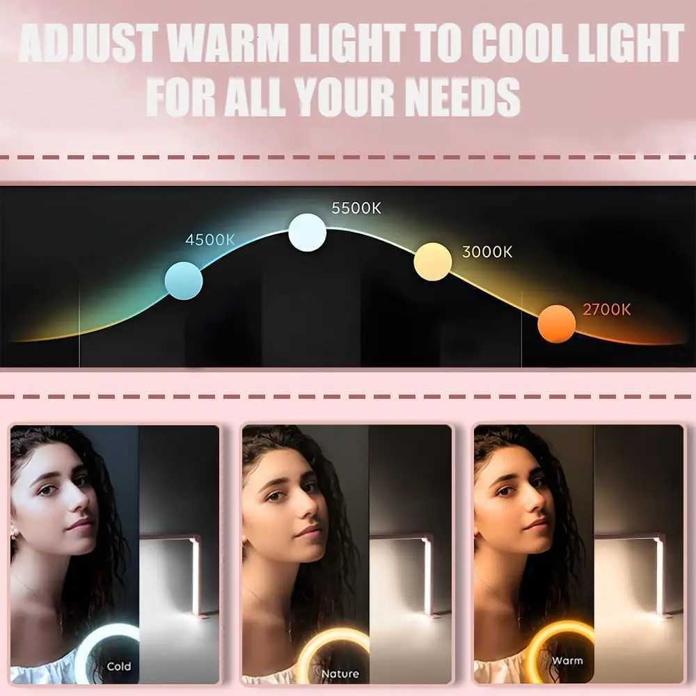 Nail Light Foldable Nail Table Lamp with 3 Color Temperature 3000K-6000K for Manicure Lash Skincare Pink M251114