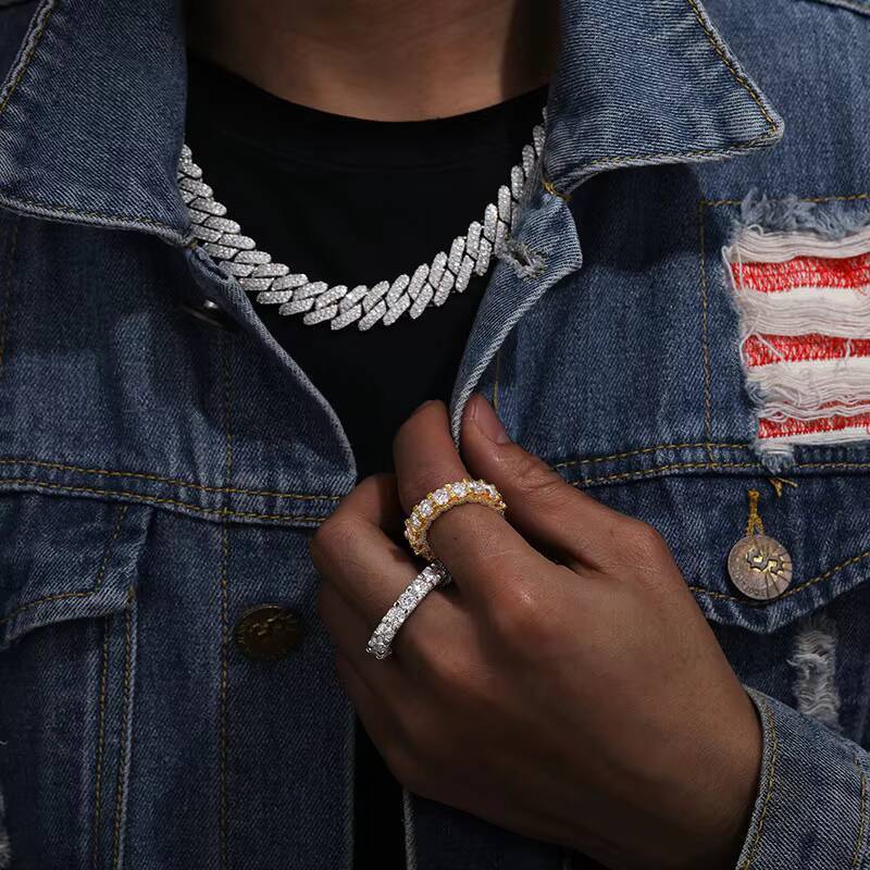 Synthetic Diamond Ring Men Moissanite Diamonds Mens Rings 925 Sterling Silver Moissanite Ring Hip Hop