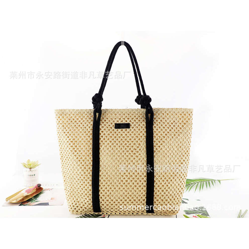 Handmade Beach Bag Instagram New Hollow Paper Rope Large Capacity Fashionable Disc Buckle One Shoulder Grass Woven Casual Women's Beach Bag Kq2