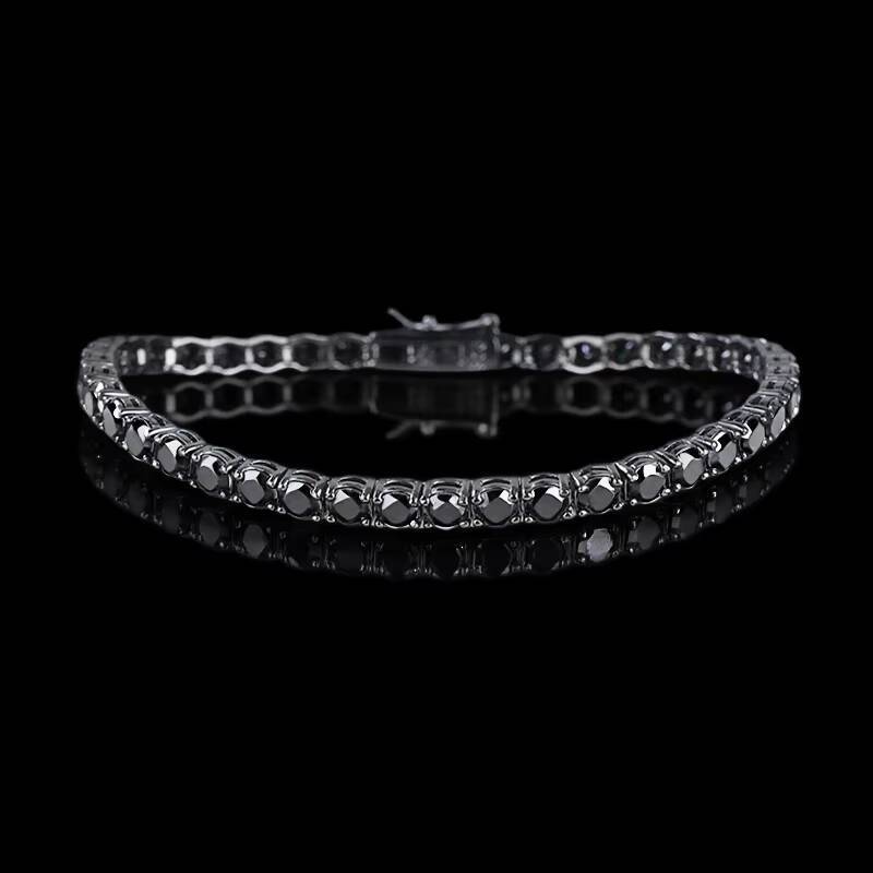 Cheapest White GRA Full Black Moissanite Tennis Chain Bracelet 925 Silver Bracelet Hiphop Men Black Moissanite Bracelet