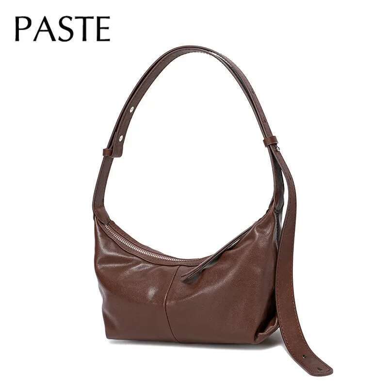 Designer Bag Less Is More Minimalist Style Coffee Color Hobo Tote Vegetable Tanned Cow Leather Women Shoulder Bag Adjustable Handle Handbag