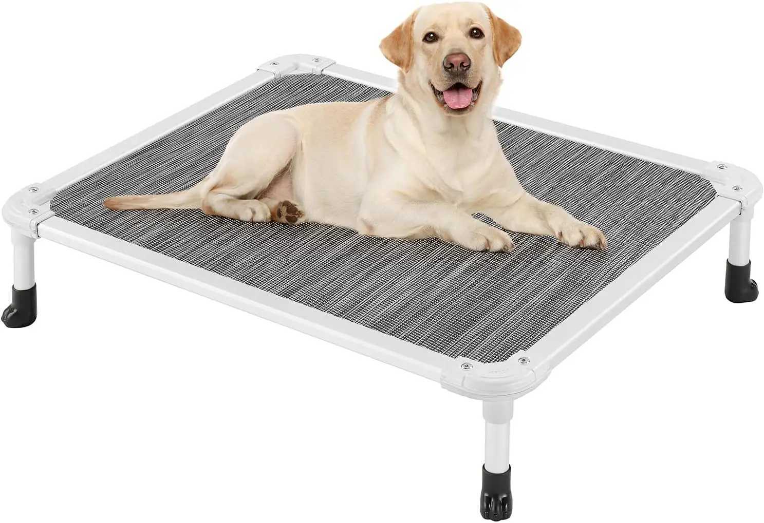 Chewing Elevator Dog Bed - Refrigerated Pet Bed - Silver Aluminum Frame and Durable Textile Mesh Fabric Unique Design X250412
