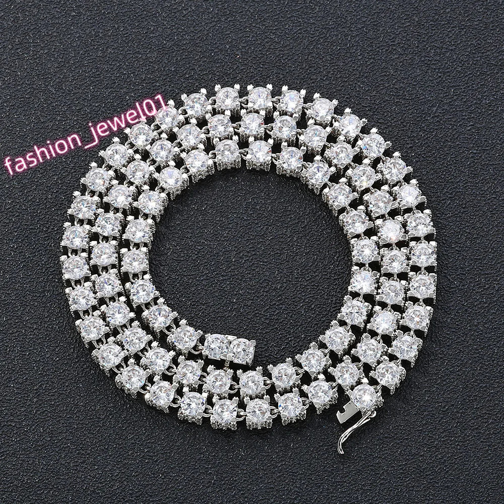 Hip Hop Jewelry Sparkly 6mm Tennis Chain Side Studded With Diamond Iced 5mm-Zircon Clasp Locker Tennis Necklace