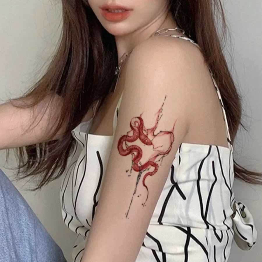 4pcs Durable Heart Snake Fake Tattoo Female Arm Y2K Art Tattoo Stickers Sexy Temporary Tattoo Waterproof Temporary TattooXJ25414
