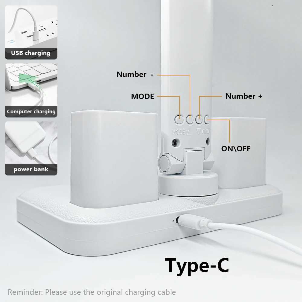 Double Headed Eye Protection Table Lamp LED Rechargeable Dimmable Desk Light Smart Display For Study Reading Bedside Night Light M251114