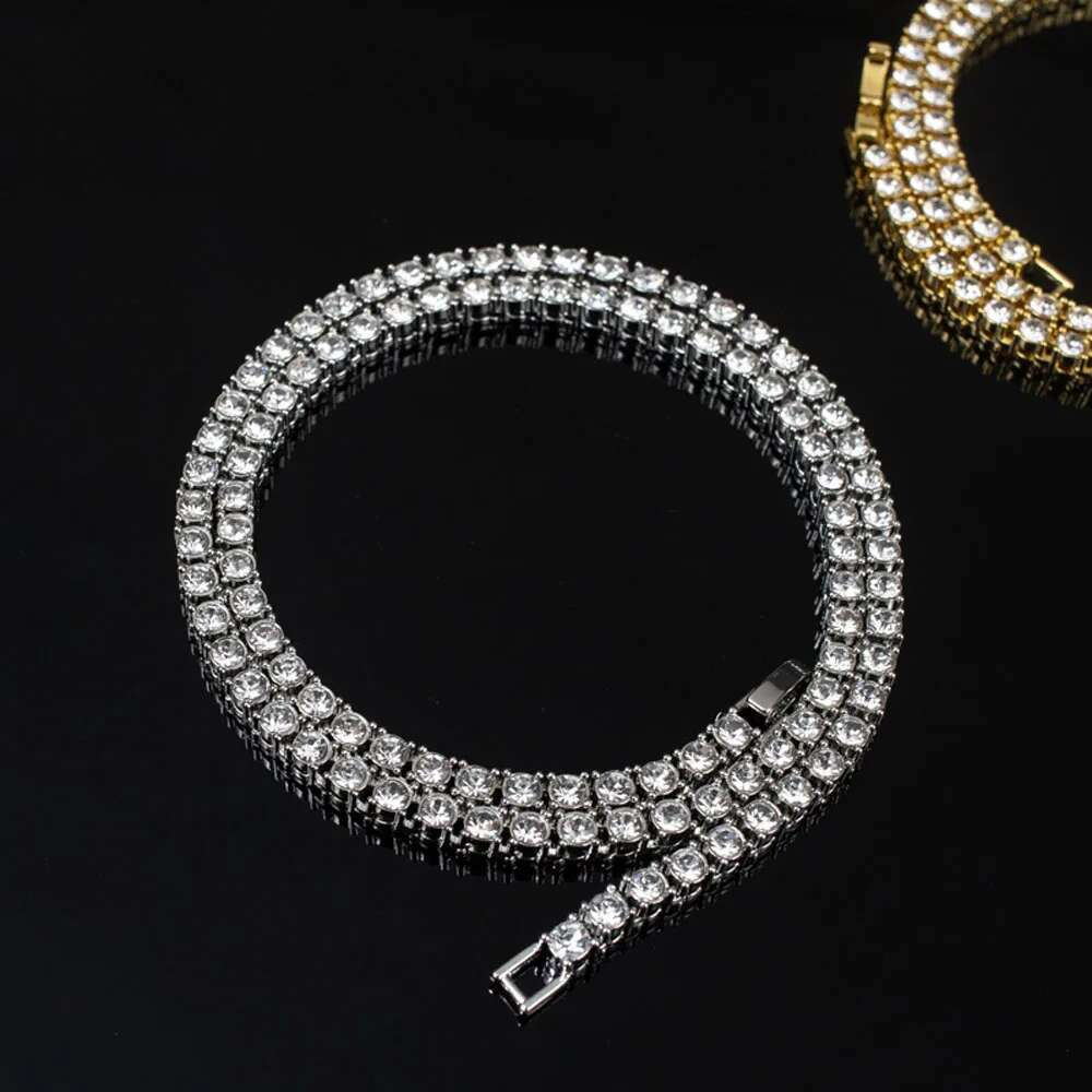 New 4MM Iced Out Tennis Bracelet Necklace Men Tennis Chain Fashion Hip-Hop Jewelry Women 8/16/18/20/24/30inch Choker Chain Gift