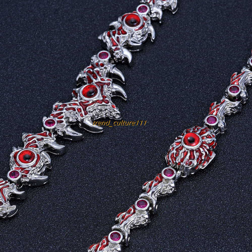 Hip hop exaggerated spikes parasitic red demon eyes thorns men's necklace fashion trend accessories