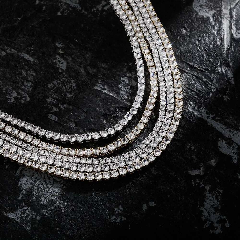 New 4MM Iced Out Tennis Bracelet Necklace Men Tennis Chain Fashion Hip-Hop Jewelry Women 8/16/18/20/24/30inch Choker Chain Gift