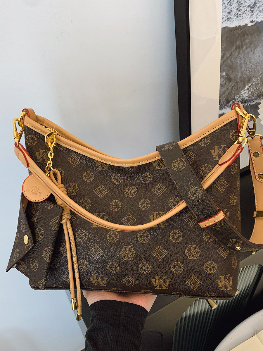 High-end leather underarm bag commuter large-capacity tote premium vintage shoulder women's tote multi-functional bag designer handbag high-quali