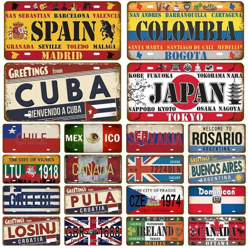 National Flag Metal Sign Home Decor TinPlates Plate Plaque Tin Sign Vintage For Garage Bar Pub Living Room Wall Decoration ArtM251114
