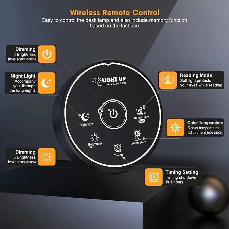 LED Desk Lamp for Home Office - 24 Watt Eye-Care Architectural Desk Lamp with Fixture Desk Lamp with 5-Color Stepless Dimmer M251114