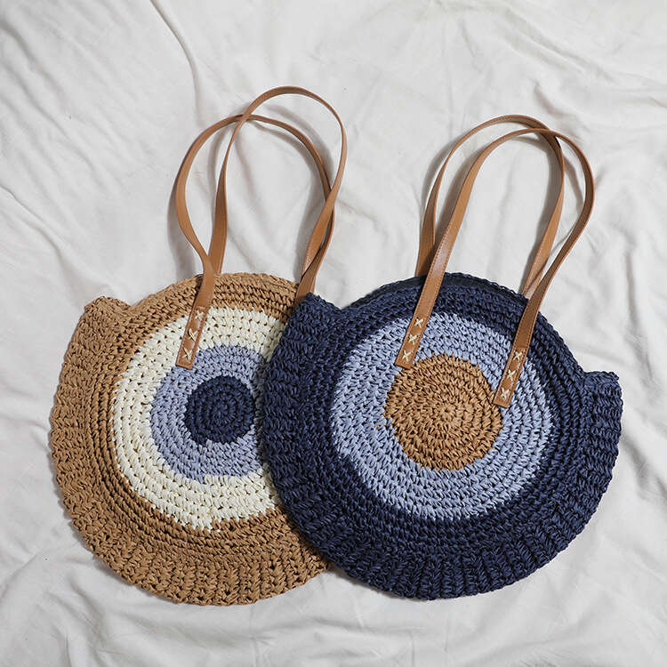 Handmade Beach Bag New Straw Shoulder Women's Woven Bag, Beach Vacation, Tourism, Large Capacity Kq2
