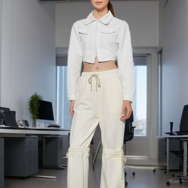 Designer Women's Spring 2025 High-Waisted Straight Leg Trousers with Drawstring Straps - Temporary Versatile Casual Style