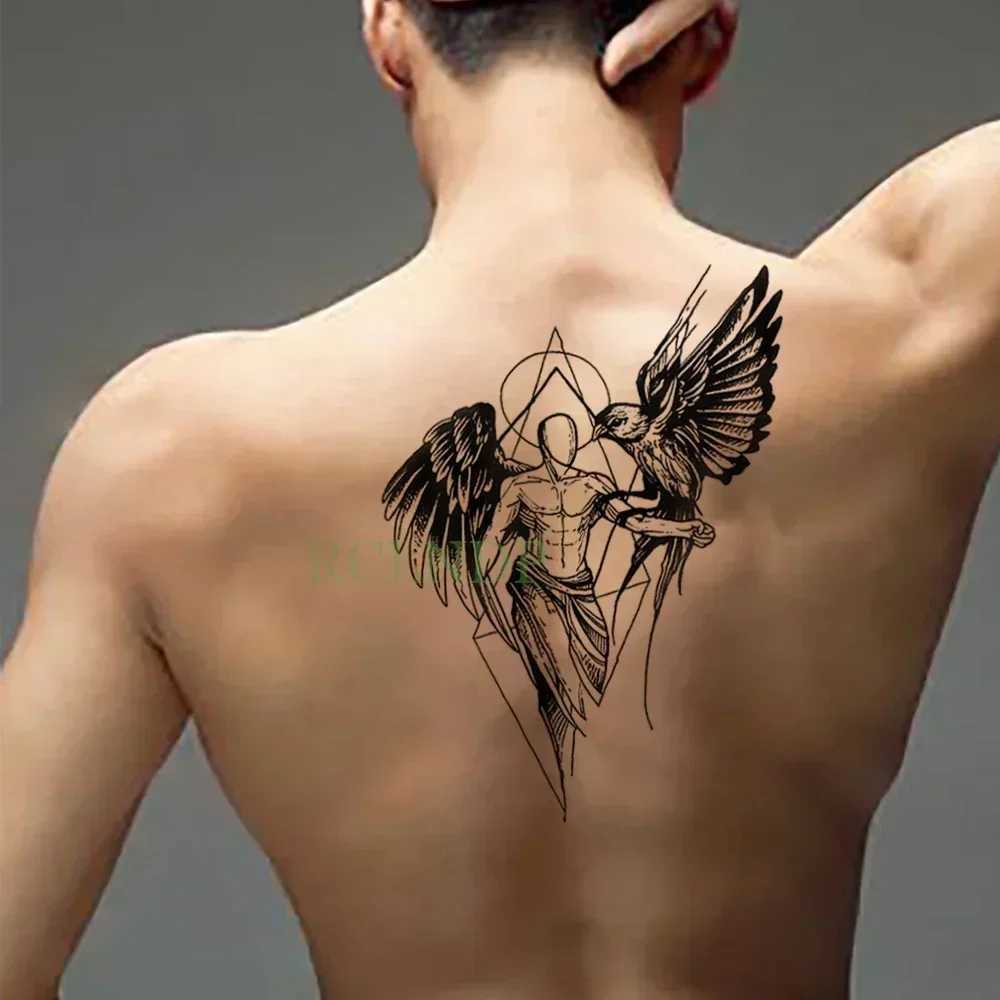 Waterproof Temporary Tattoo Stickers Cool Eagle Wing Angel Fake Flash Tattoo Lucifer Abdominal Arm Tattoo Girl ManXJ25414
