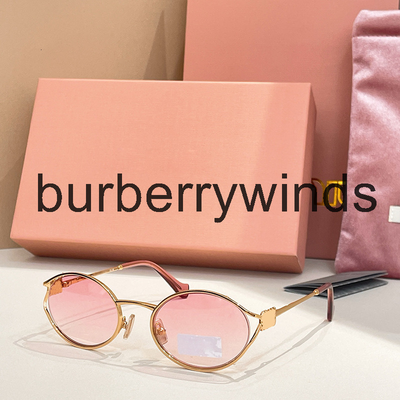 miulys sunglasses Designer Sunglasses For Women Metal Oval Icon Sunglasses Pink Gradient Lens Trendy Street Shooting Leisure Vacat miulys miulys sunglasses 8MND