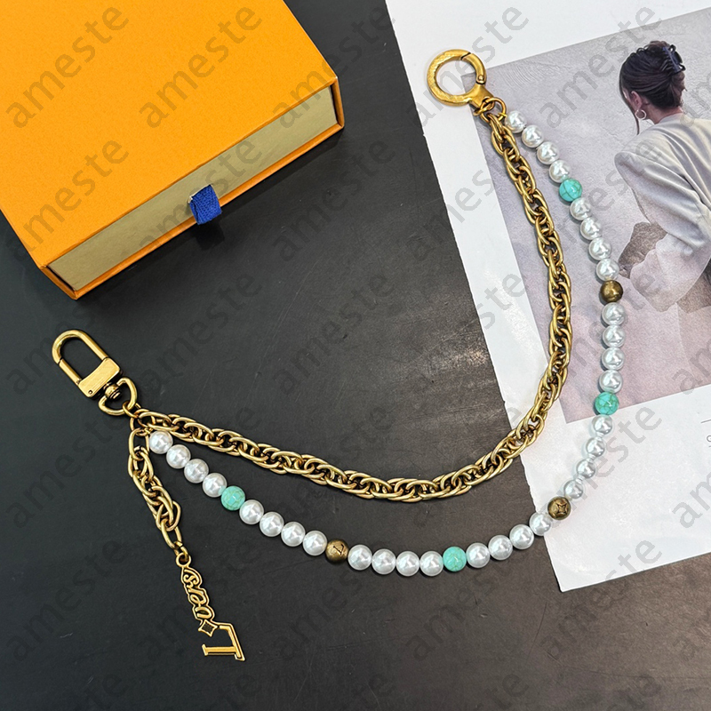 Pearl Women Designer Bag Charm For Women Gold Silver Chain Luxury Mens Keychain Key Ring Purse Charm Bag Charms 3 Colors