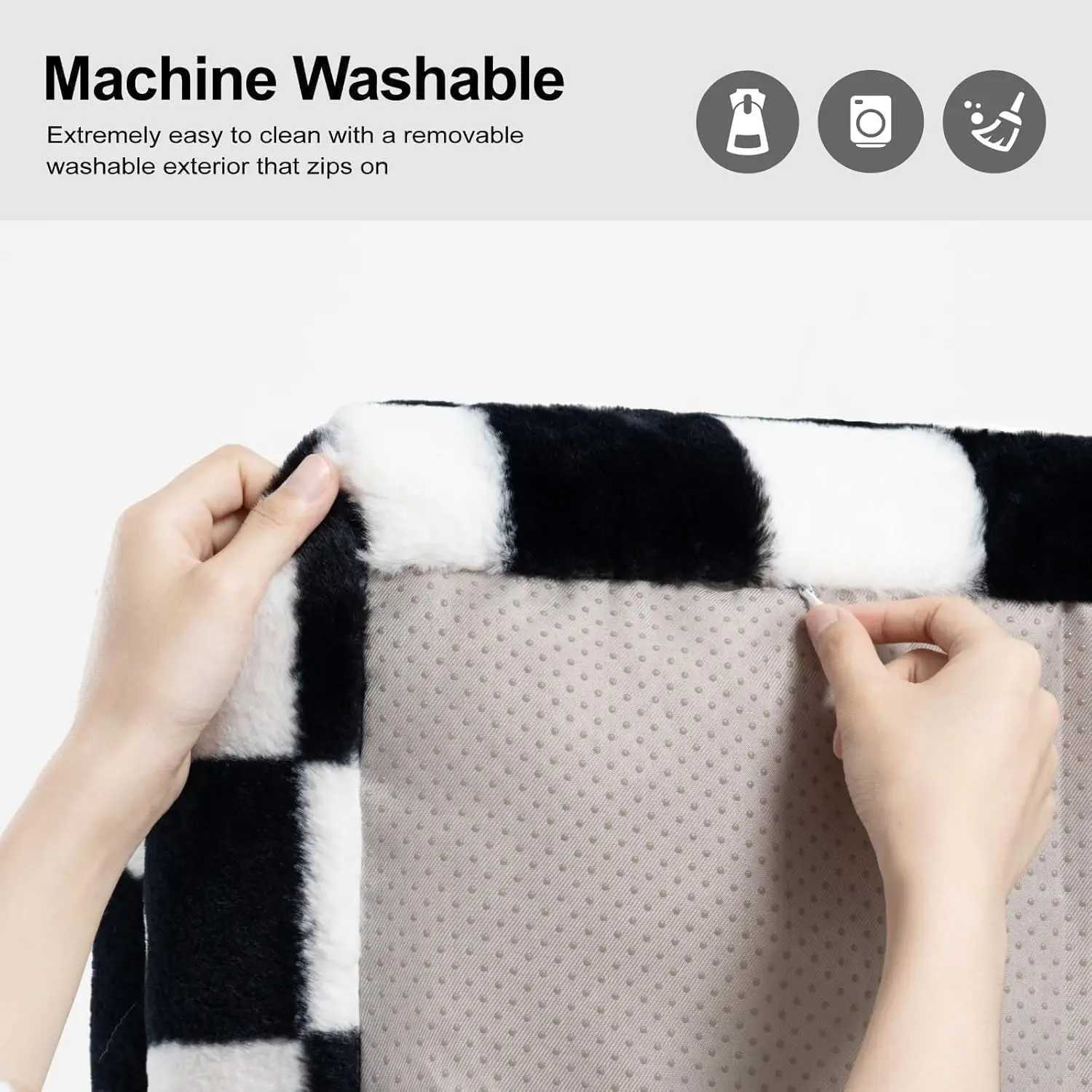 Mewoofun pet sofa bed 26 19 13 inches washable cat bed suitable for medium-sized and small dogs cats up to 25 pounds fluffy cat sofa black and white X