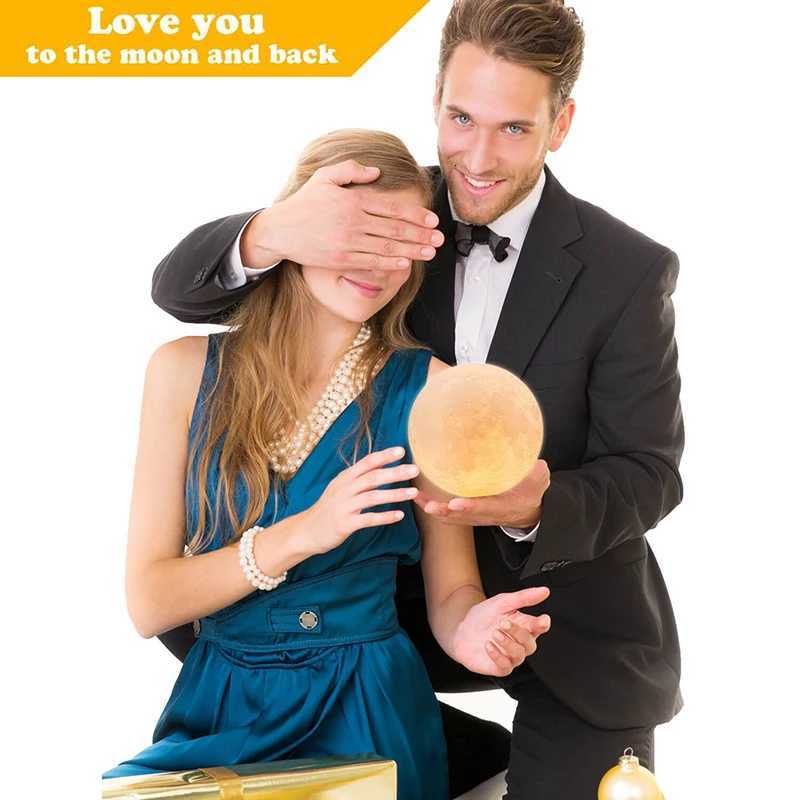 ZK20 LED Night Light 3D Print Moon Lamp Rechargeable Color Change 3D Light Touch Moon Lamp Childrens Lights Night Lamp for Home M251114