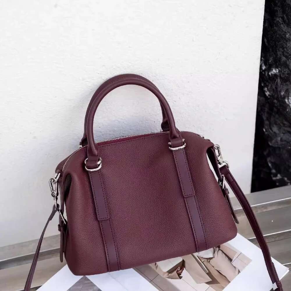 Designer bag handbag women's new single shoulder crossbody fake pocket wine red coffee color real cowhide daily casual