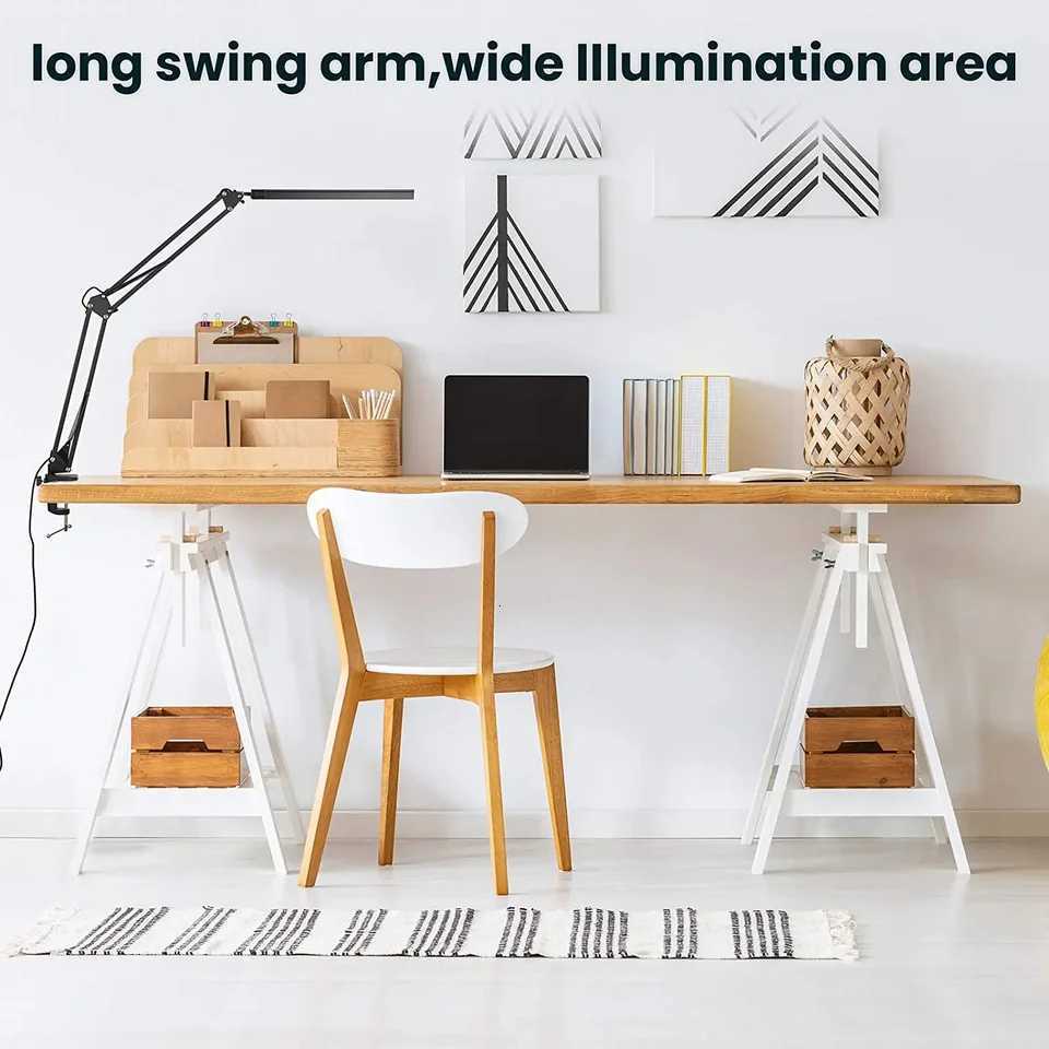 LED Folding Metal Desk Lamp Clip on Light Clamp Long Diming 3 Colors Adjustable For Living Room Reading Computers M251114