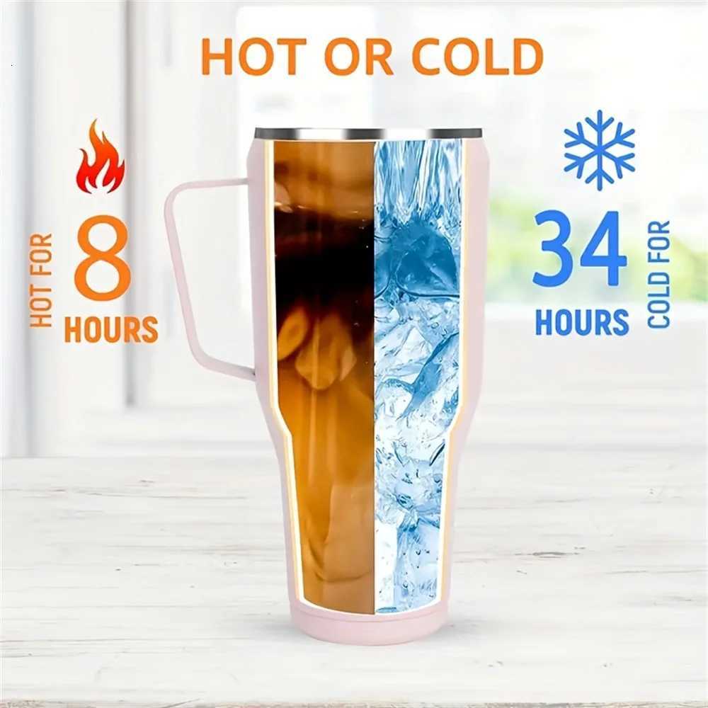 40oz 304 Stainless Steel Insulated Water BottleThermal Coffee Car Cup Cold Hot Mugs Vacuum Flask With Handle StrawFor Sport C251114
