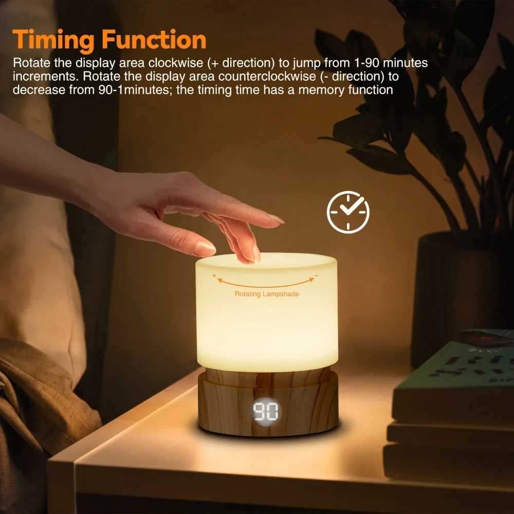 Timer Night Light Dimmable USB Rechargeable Led bedside Breathing nightlight Kids Baby Nursery Adult Sleep Bedromm Desktop Lamp M251114