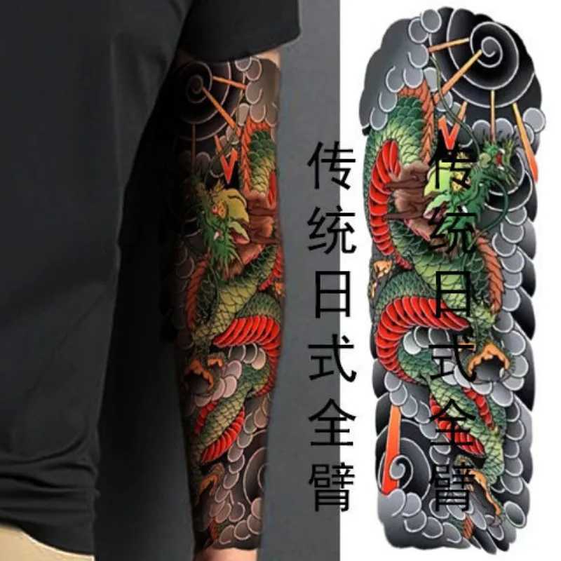 Japanese Temporary Tattoo Retro Art Dragon Fake Tattoo Durable Stickers Punk Full Arm Waterproof StickersXJ25414