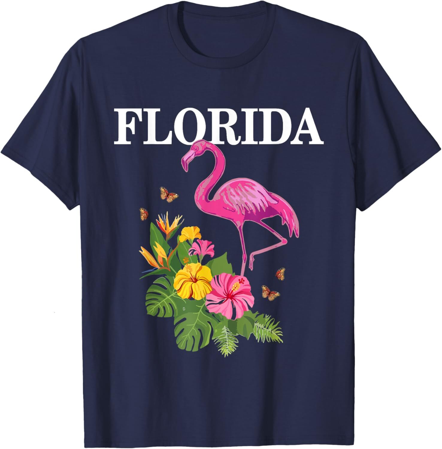 T shirt for Mens Florida Flamingo Miami Tropical Plants Souvenir Vintage Graphic Tee Casual Tops Clothes Short sleeve cool