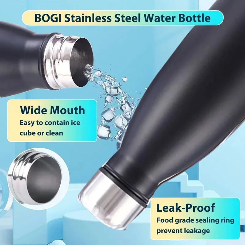 500750ml Stainless Steel Sports Water Cup Kettle Singlelayer Doublewall Thermal Insulation Vacuum Bottle 251107 W260226