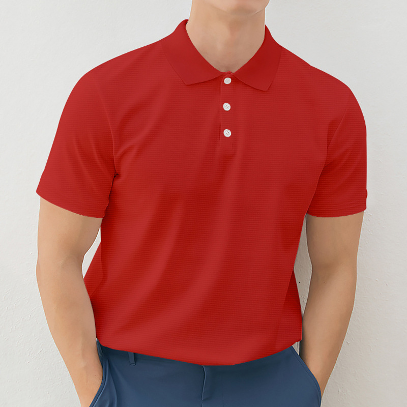POLO Short sleeved T-shirt 2025 Summer Solid Color Collar Breathable Men's Top