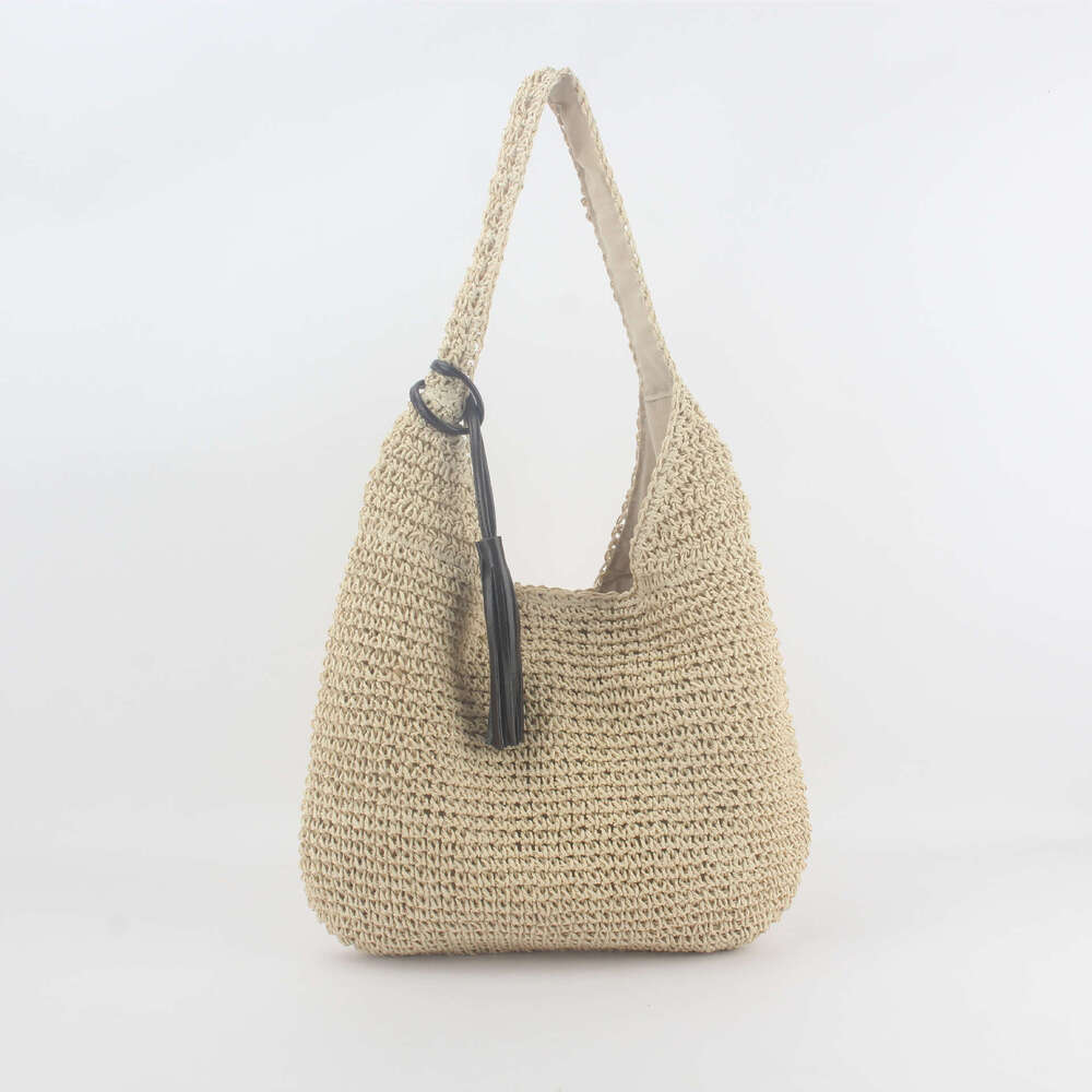 Handmade Beach Bag Fashionable Minimalist One Shoulder Grass Forest Style Handmade Woven Bag Casual Versatile Large Capacity Beach Bag Kq2