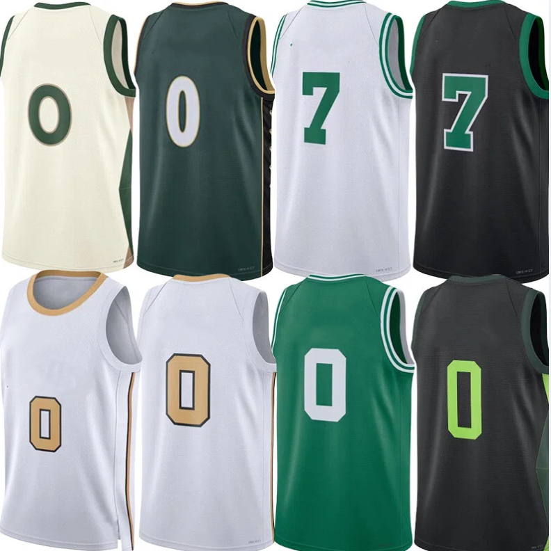 25 26 Basketball Jerseys Jayson Tatum Jaylen Brownn Derrick White Payton Pritchard Chris Boucher Anfernee Simons Larry Bird Sam Hauser Josh Minott Green Jersey
