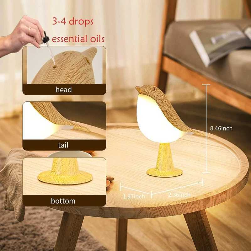 LED Night Lamp Bird/Duck/Rabbit Cartoon Silicone/Wooden Sleeping Light USB Rechargeable TouchSensor Bedroom Bedside Lamp For Kid M251114