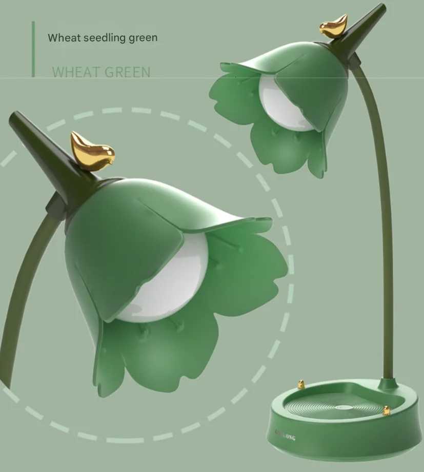 Girls heart flower and bird three-speed dimming rechargeable LED lamp childrens reading lamp student dormitory lamp M251114