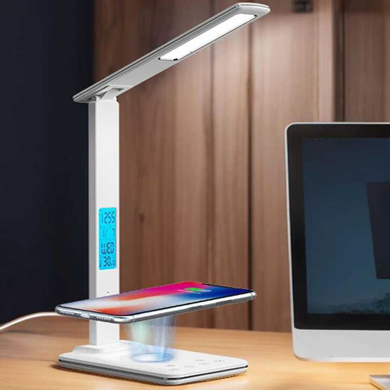 LED Desk Lamp with Wireless Charger and USB Plug in Port Bedside Night Light Touch Dimmable Eye-Caring for Gaming Reading Home M251114