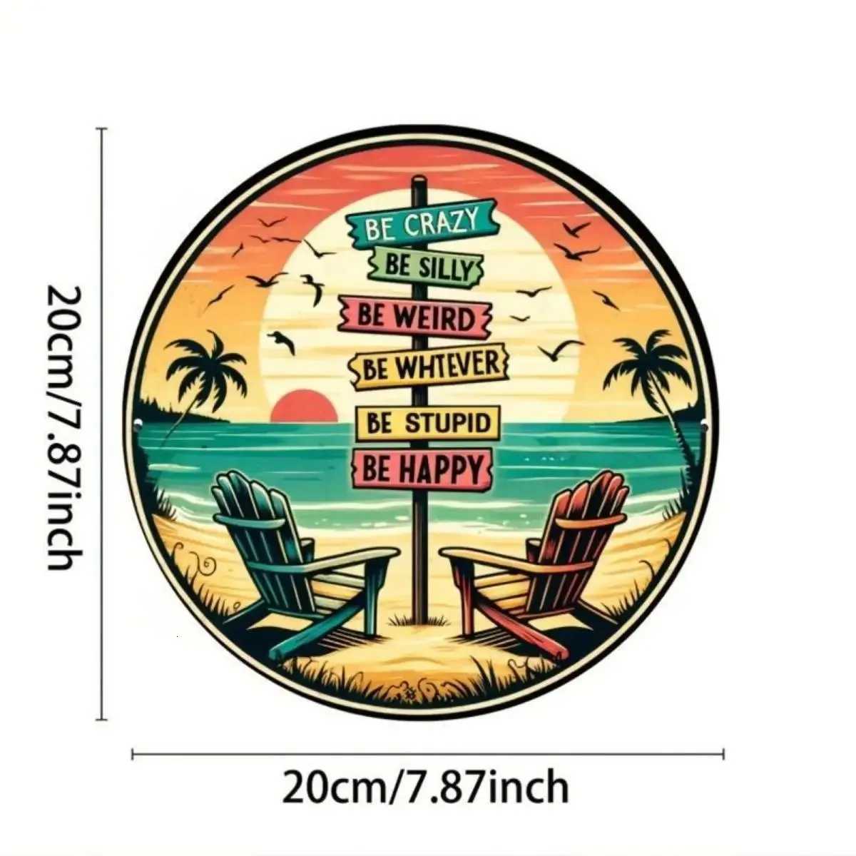 Sunset Tropic Round Metal Sign Tropical Sunset Letter Pattern Wall Decor Art for Home Living Room/Bedroom/BarM251114