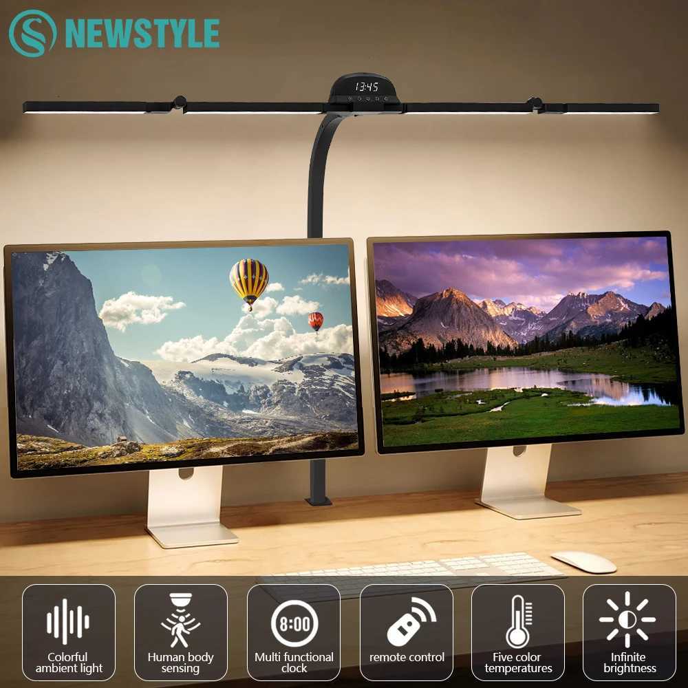 120cm Full Spectrum LED Multi-Function Eye-Caring Desk Lamp Stepless Dimming 5 Colour Temperatures Clip-on Computer Monitor Lamp M251114