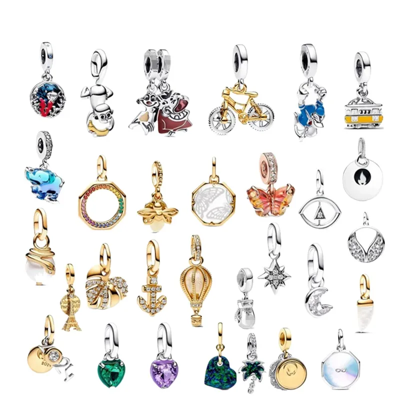 925 Silver Charm Bicycle Butterfly Bead Dangle Fashion Charms Set Pendant DIY Fine designer Jewelry fit bracelet