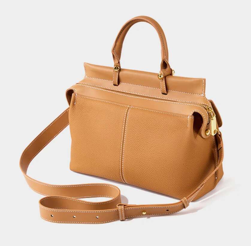 2025 New Vintage Crossbody Messenger Commuter Large Capacity Single-Shoulder Briefcase Cowhide Leather Handbag Shopping Bag
