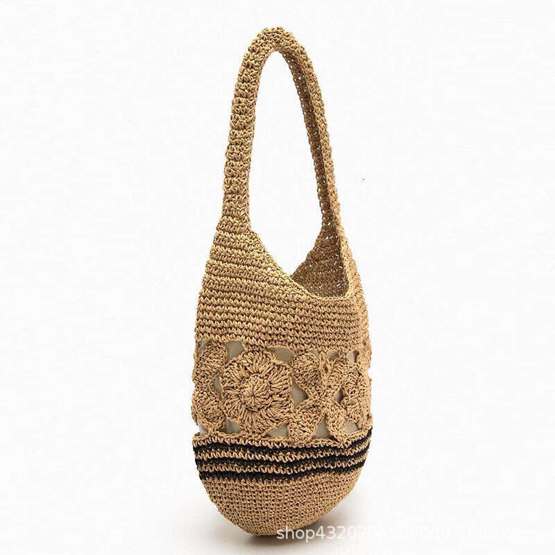 Handmade Beach Bag Hollow Flower Single Shoulder New High-End Grass Woven Beach Vacation Bag, Versatile Women's Bag Kq2