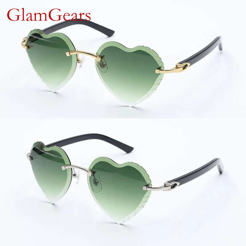 Selg dia cut lens Rimless Sunglasses for women Adumbral 3524012 Gradient Lenses Designer Sun glasses Woman gafas de sol Marble White Plank Heart Lens