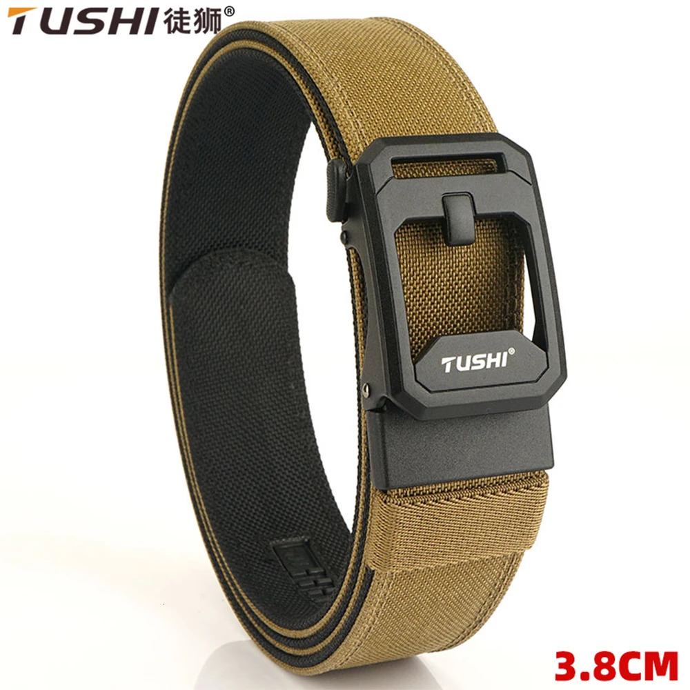 TUSHI Mens Military Tactical Belt Tight Sturdy Nylon Heavy Duty Hard Belt for Male Outdoor Casual Belt Automatic Waistband 250403
