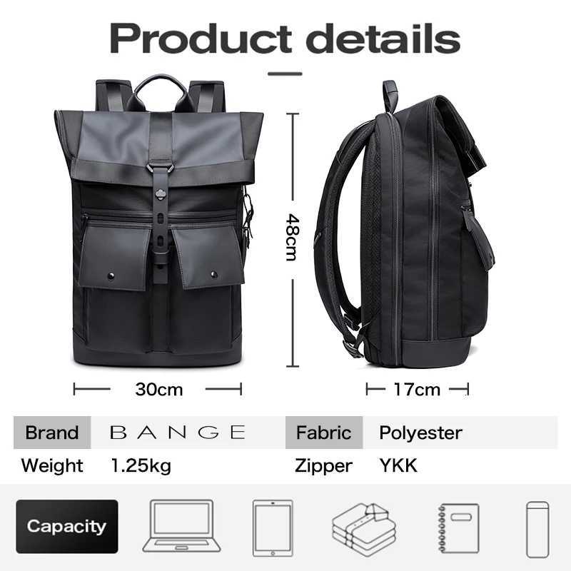Bange Casual Men Anti Theft Backpack 156 inch Multifunctional Waterproof Backpacks Daily Travel Bag School Rucksack With BeltW251113