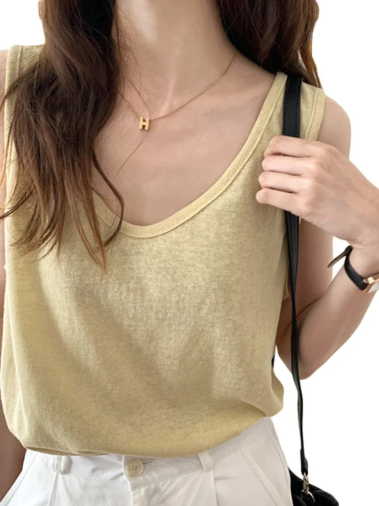 Womens 2025 summer ultrathin tank camisole fashionable casual sleeveless street top Tshirt 250414Z