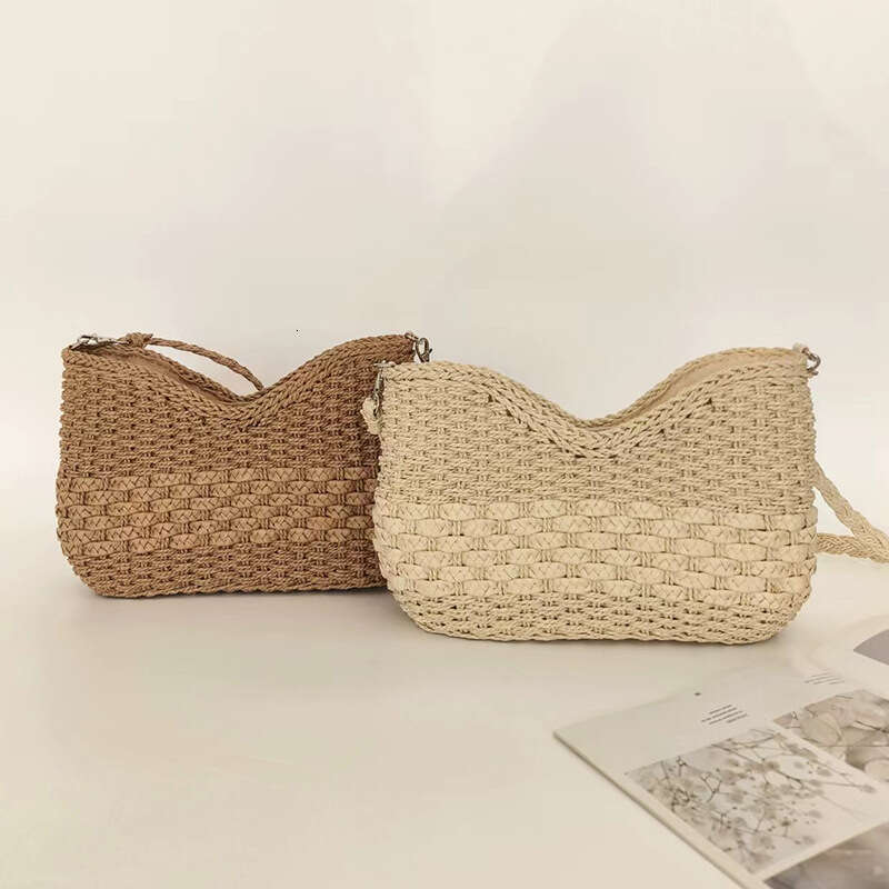 Handmade Beach Bag Spring And Summer Fresh Grass Niche Design Woven Single Shoulder Armpit Bag, Casual Beach Handmade Bag Kq2